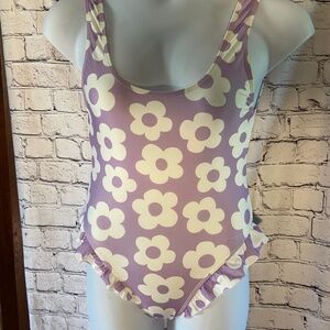 Sugar Thrillz Ruffle Retro Flower 1pc  Swim Suit, Size L